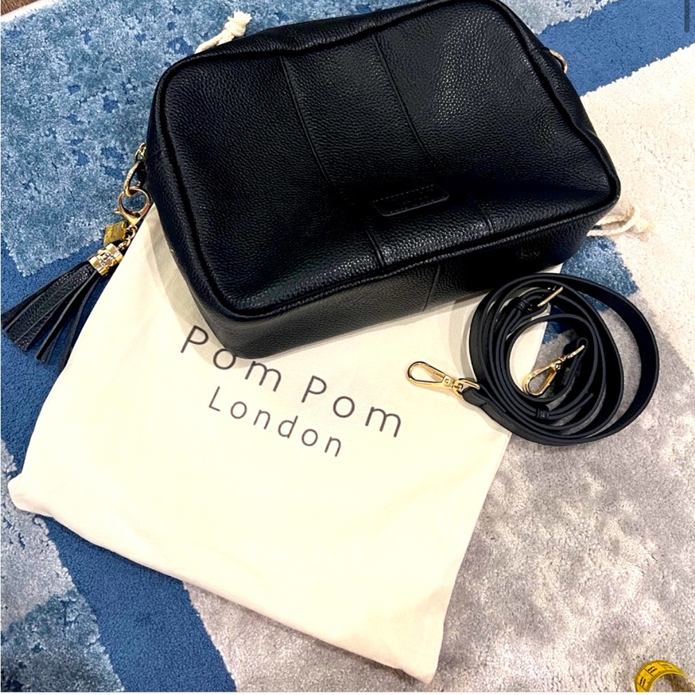 Pom Pom London City Plus black crossbody, coin purse and additional strap
